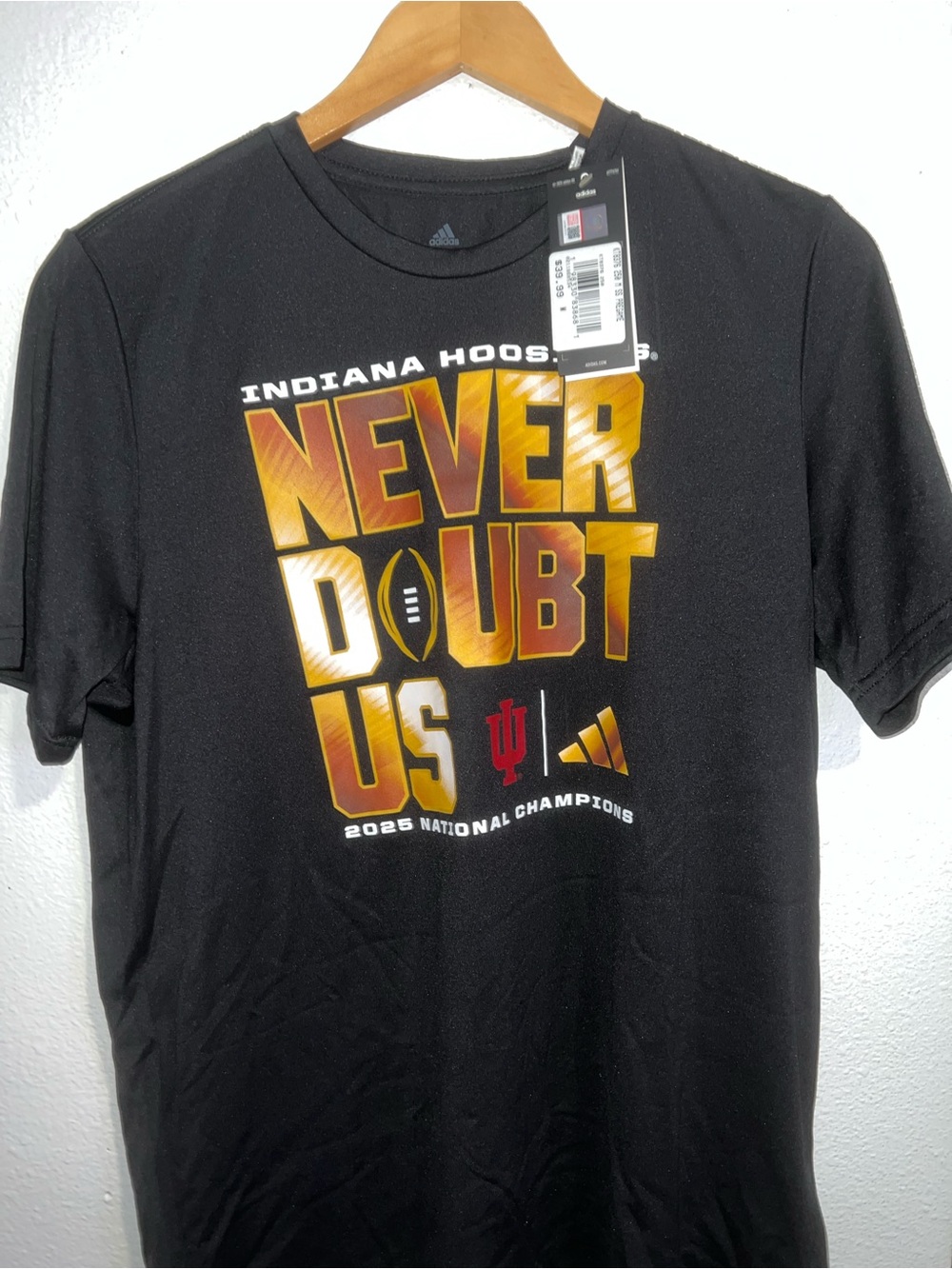adidas Black 'Never Doubt Us' Indiana Hoosiers Graphic Tee